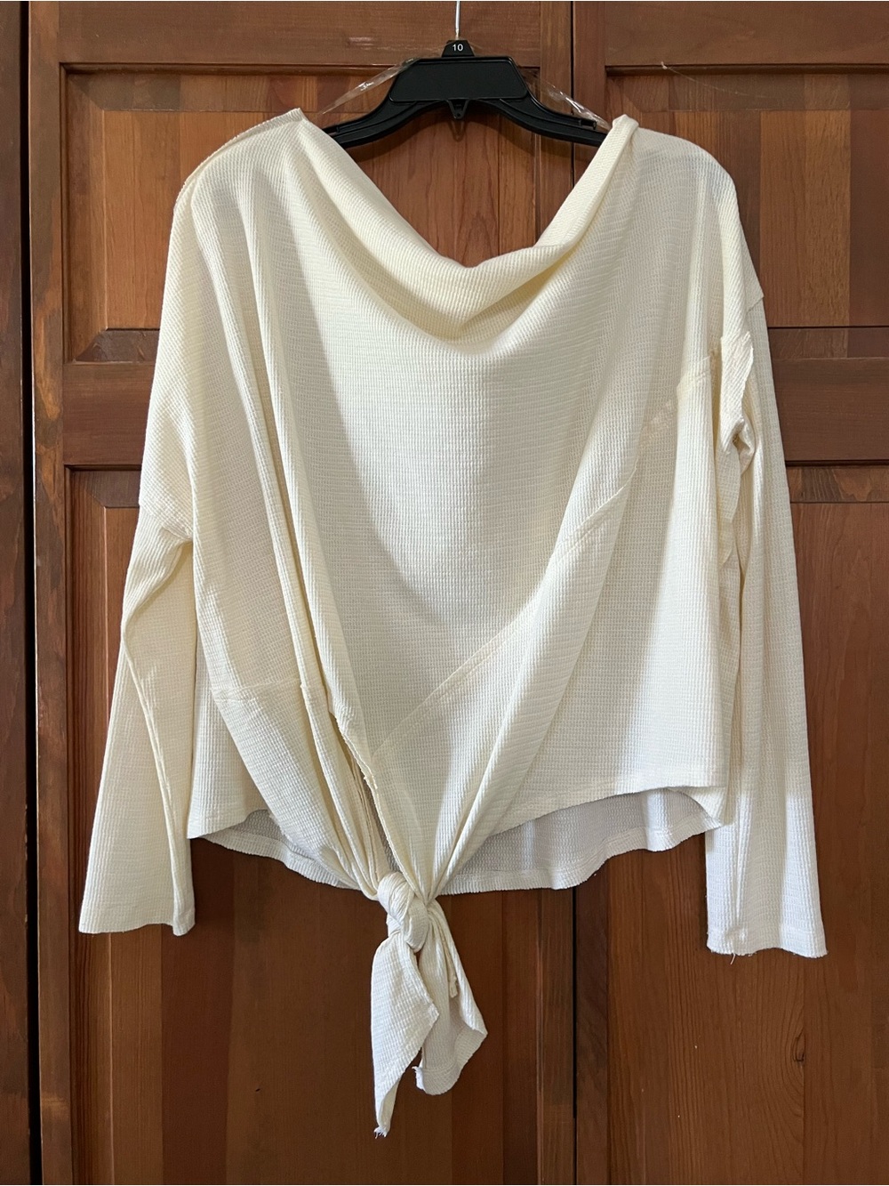 Umgee Cream Long-Sleeve Tie-Front Top